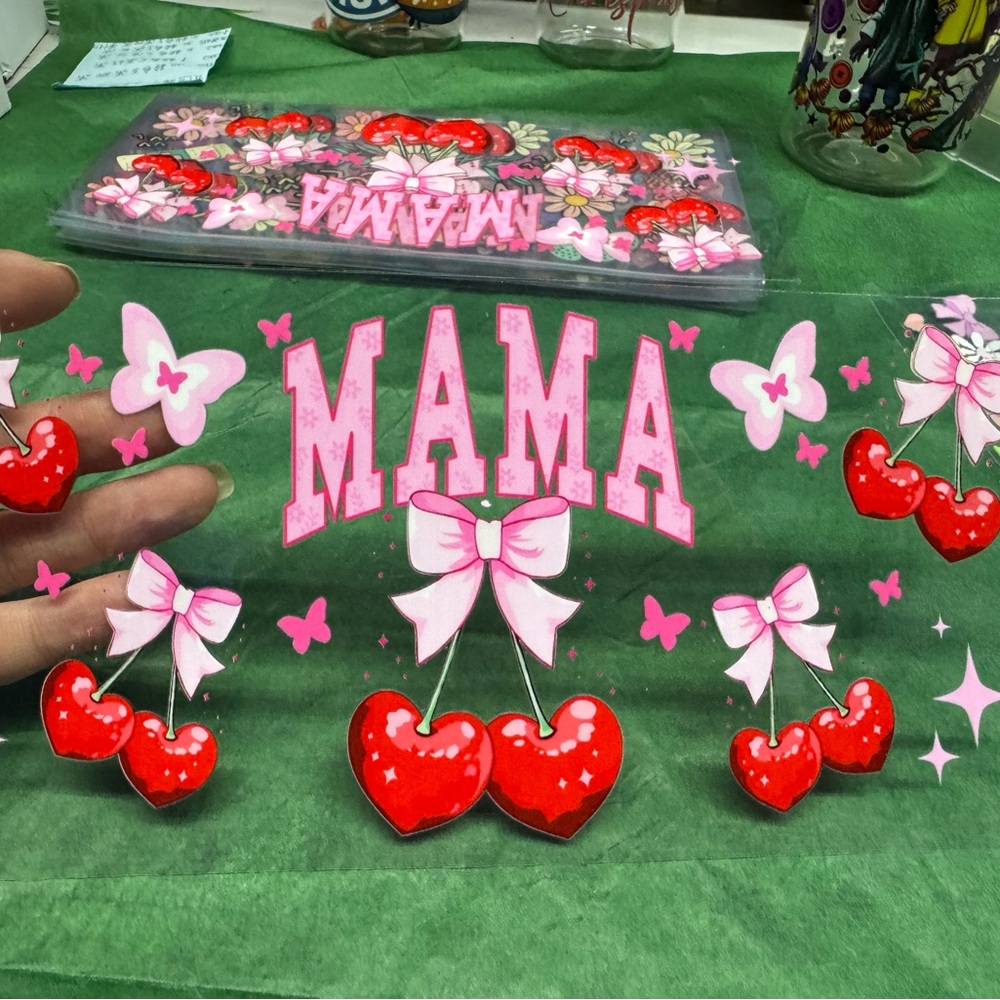 MAMA Cherry UV DTF cup wrap